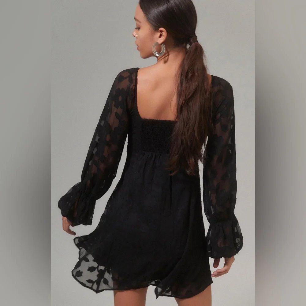 Urban Outfitters Wisteria Black Jacquard Mini Dress NWT! - Picture 6 of 7